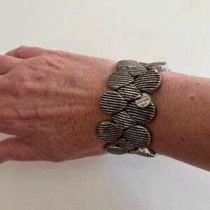 PHILLIPE AUDIBERT PARIS Retired Design Stretch Cuff Bracelet Silver Tone Metal